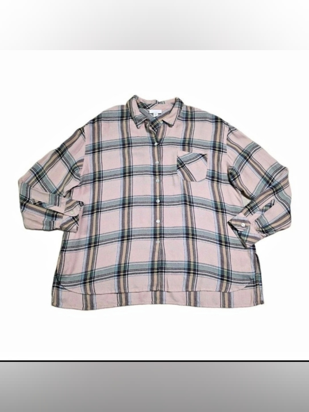 J. Jill Plaid Button Down in Pink & Green Size Medium